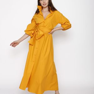 Vestido Largo Lazo Amarillo Oro